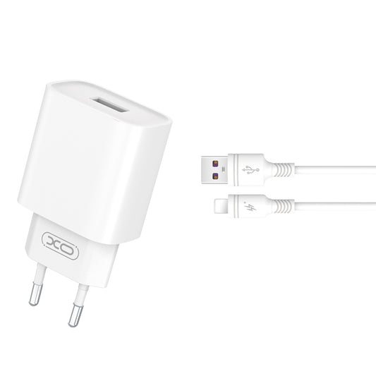 Network Charger with Lightning Cable XO Design CE02D, 18W, 3A, 1 x USB-A, White