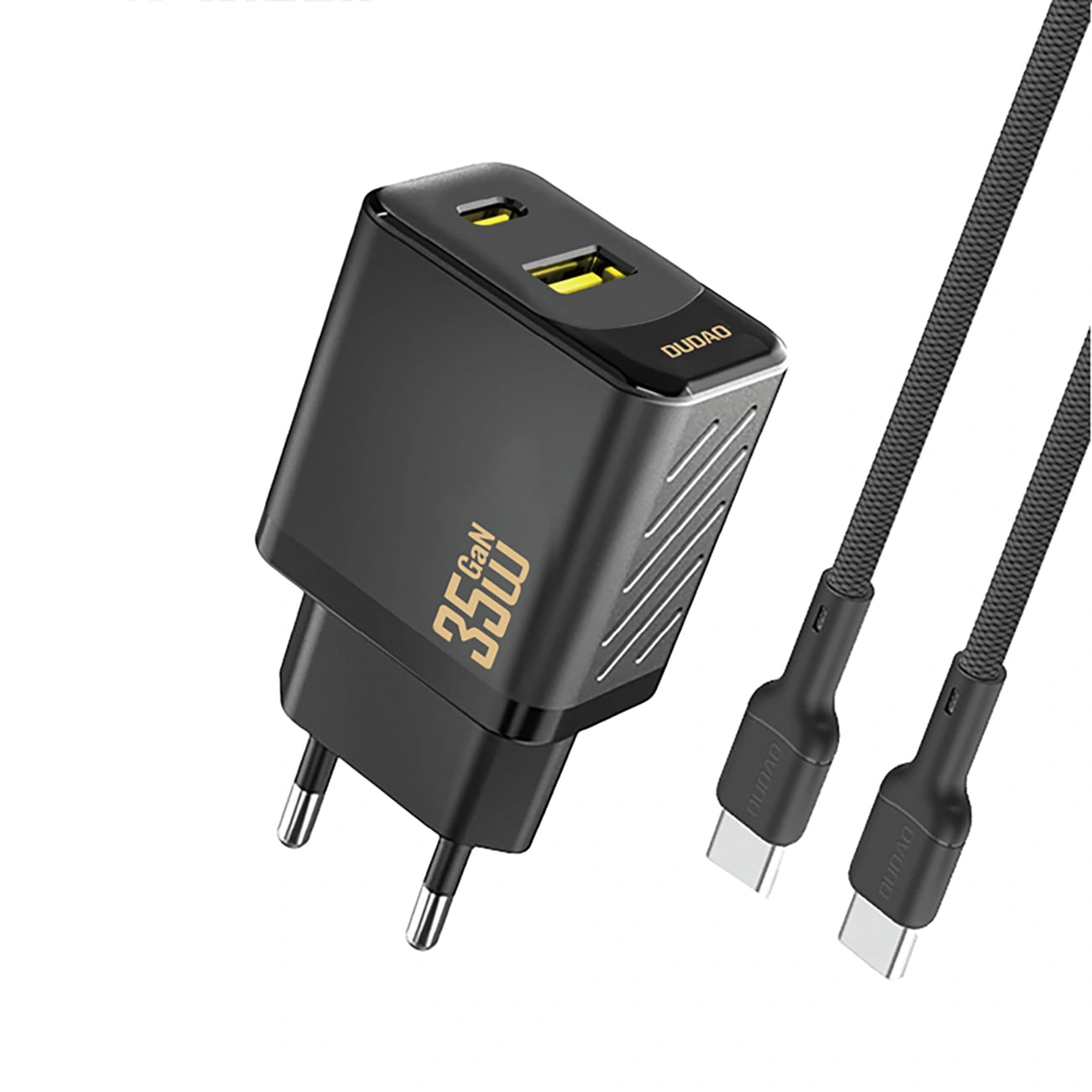 Network Charger with USB-C Cable Dudao A27 Max, 35W, 1 x USB-A - 1 x USB-C, Black