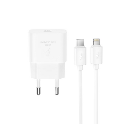 XO Design L167 Lightning Cable Wall Charger, 25W, 3A, 1 x USB-C, White