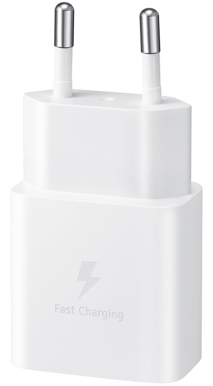 Samsung Network Charger with USB-C Cable, 15W, 2A, 1 x USB-C, White EP-T1510XWEGEU