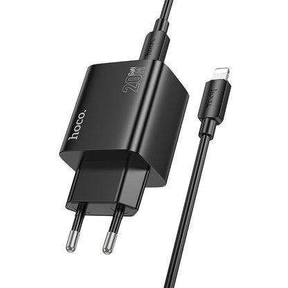 Network Charger with Lightning Cable HOCO N55, 20W, 3A, 2 x USB-A - 2 x USB-C, Black