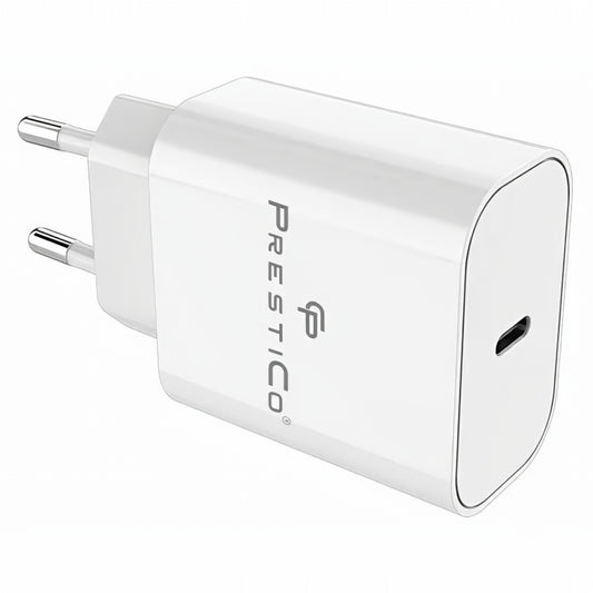 Network Charger with USB-C Cable Prestico F15S-C, 30W, 3A, 1 x USB-C, White