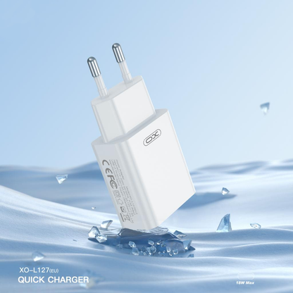 XO Design L127 USB-C Cable Wall Charger, 18W, 3A, 1 x USB-A, White