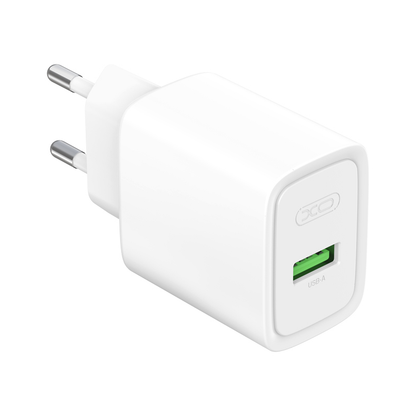 XO Design CE50 Wall Charger with USB-C Cable, 18W, 3A, 1 x USB-A, White