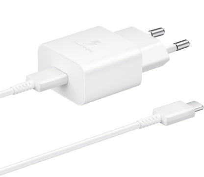 Samsung Network Charger with USB-C Cable, 15W, 2A, 1 x USB-C, White EP-T1510XWEGEU