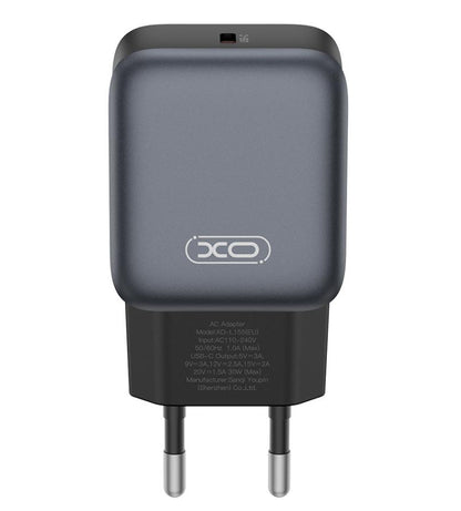 Network Charger with USB-C Cable XO Design L155, 30W, 3A, 1 x USB-C, Black