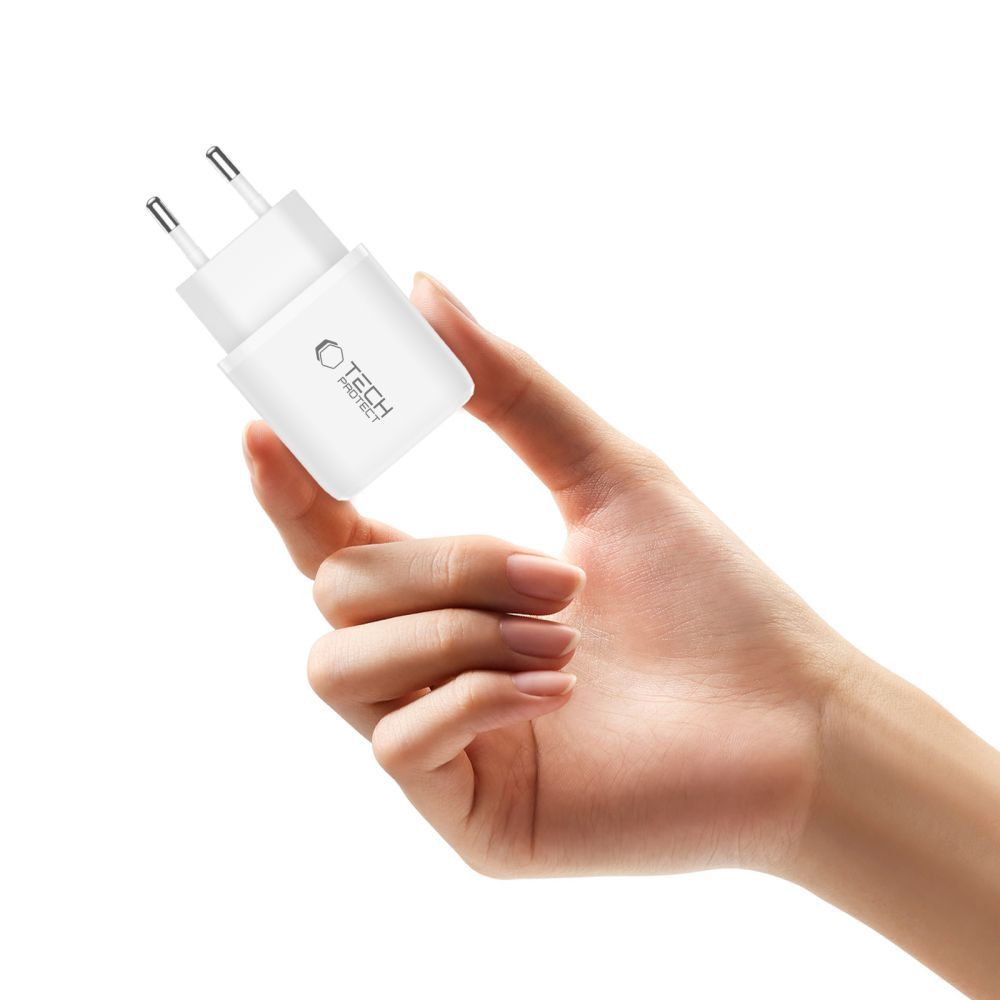 Network Charger with USB-C Cable Tech-Protect NCA45W, 45W, 3A, 1 x USB-A - 1 x USB-C, White