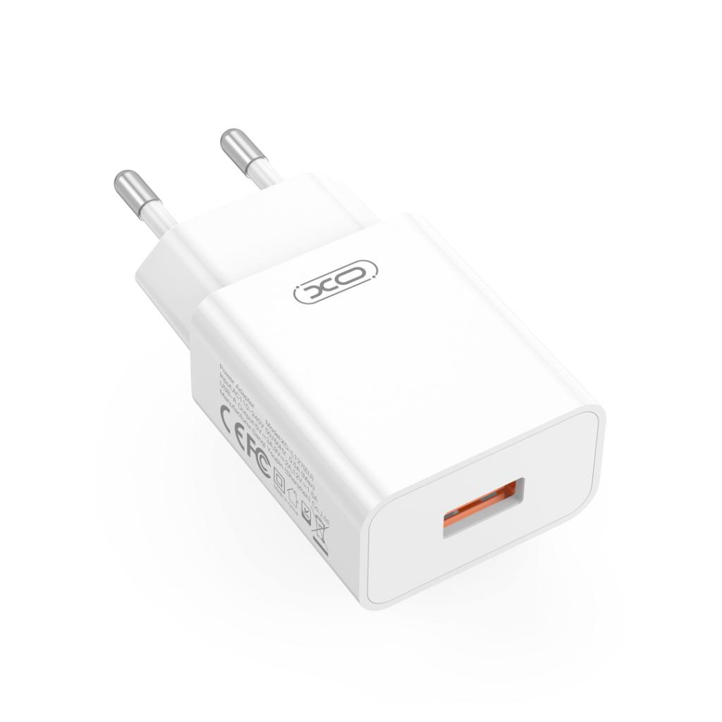 XO Design L127 USB-C Cable Wall Charger, 18W, 3A, 1 x USB-A, White