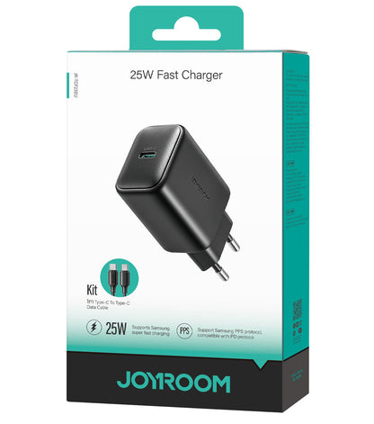 Network Charger with USB-C Cable Joyroom JR-TCF23, 25W, 3A, 1 x USB-C, Black