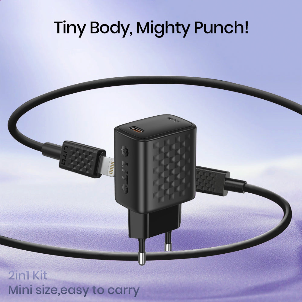 Network Charger with Lightning Cable Lito LC17L, 30W, 3A, 1 x USB-C, Black