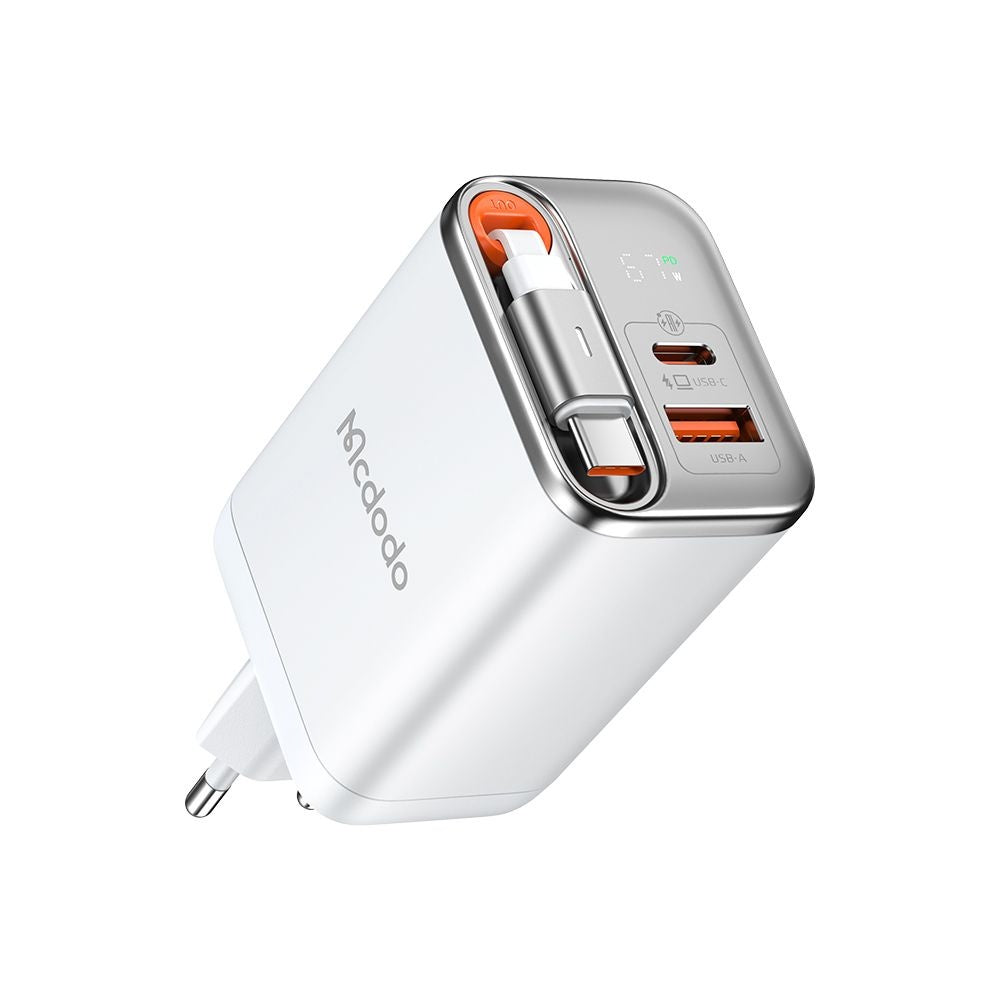 McDodo CH-4103 FreeGo Display Network Charger with USB-C Cable, 67W, 3.35A, 1 x USB-A - 1 x USB-C, White