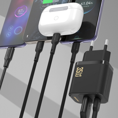 Dudao A27 Max Network Charger, 35W, 1 x USB-A - 1 x USB-C, Black