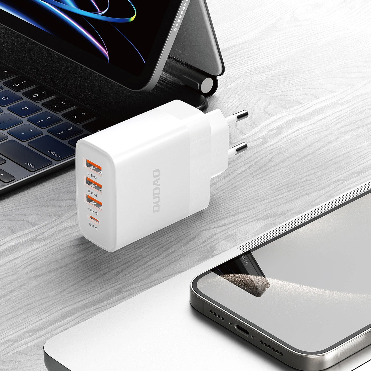 Network Charger Dudao A5HEU, 20W, 3A, 1 x USB-C - 3 x USB-A, White 