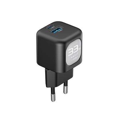 HAVIT UC230 Network Charger, 33W, 3A, 1 x USB-A - 1 x USB-C, Pink
