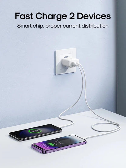 Joyroom JR-TCF05 Network Charger, 20W, 3A, 1 x USB-A - 1 x USB-C, White