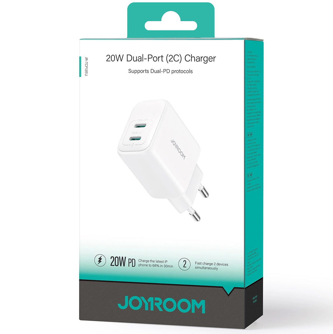 Joyroom JR-TCF12 Network Charger, 20W, 3A, 2 x USB-C, White