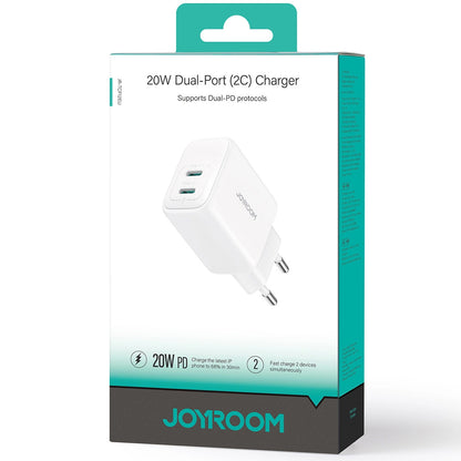 Joyroom JR-TCF12 Network Charger, 20W, 3A, 2 x USB-C, White