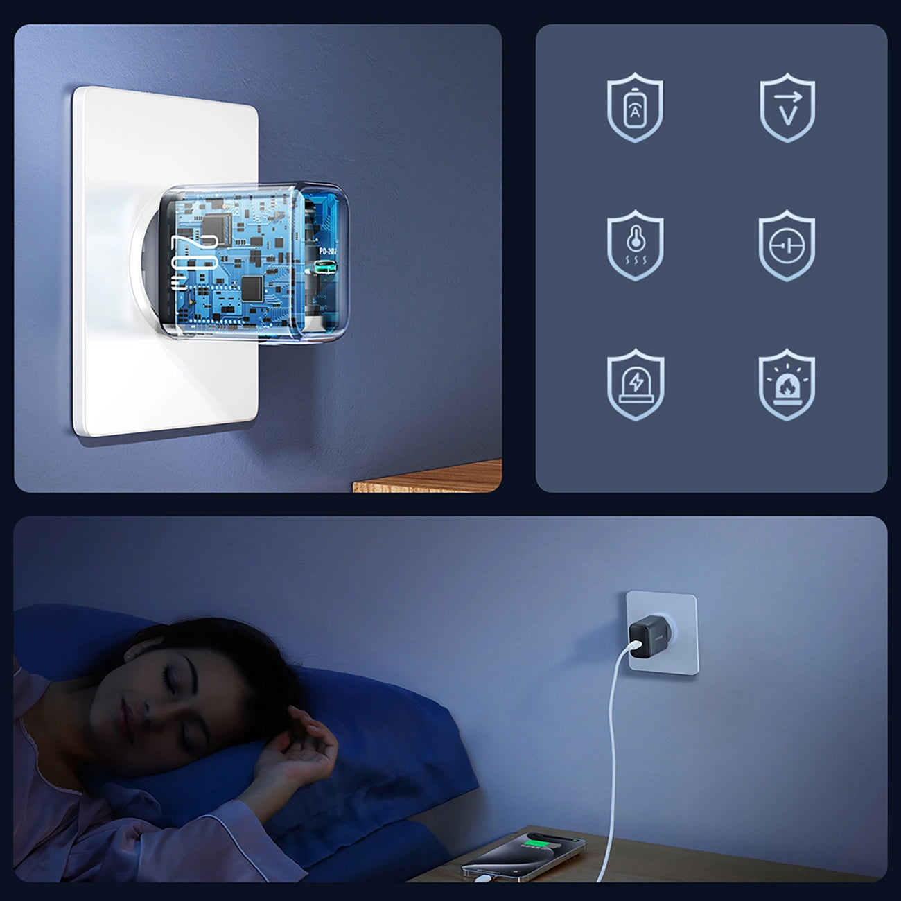 Joyroom JR-TCF20 Network Charger, 20W, 3A, 1 x USB-C, Black