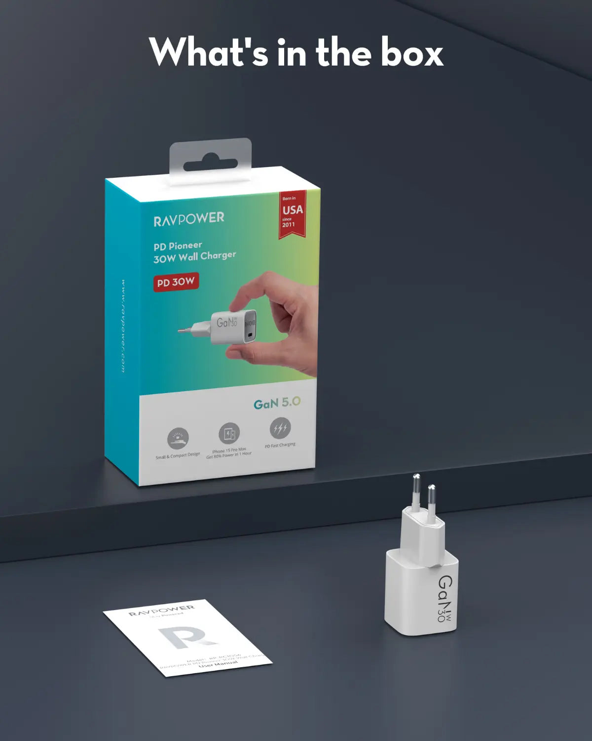 RavPower RP-PC1056 Network Charger, 30W, 3A, 1 x USB-C, White