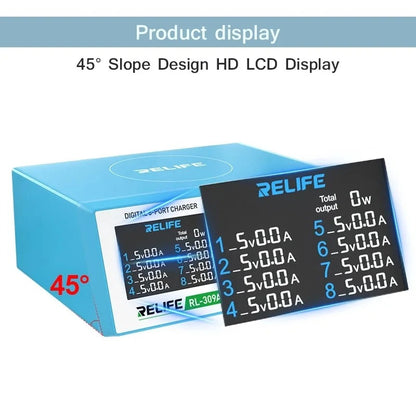 Network Charger Relife RL-309A, 100W, 4.5A, 2 x USB-C - 6 x USB-A, Blue 