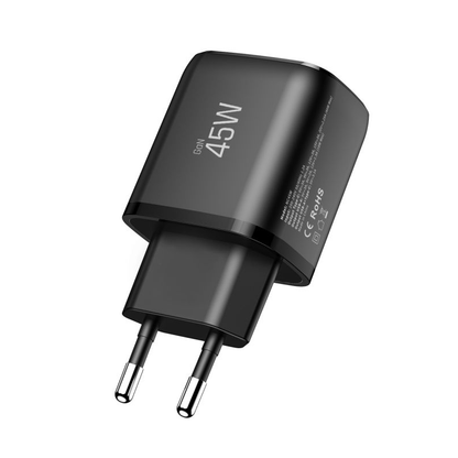 Tech-Protect NCA45W Network Charger, 45W, 3A, 1 x USB-A - 1 x USB-C, Black