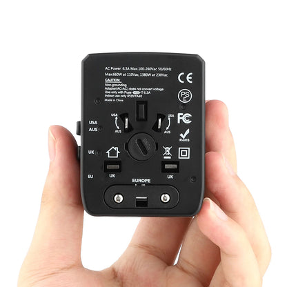 Techsuit HHT520 Travel Network Charger, 15W, 3A, 3 x USB-A - 1 x USB-C, Black