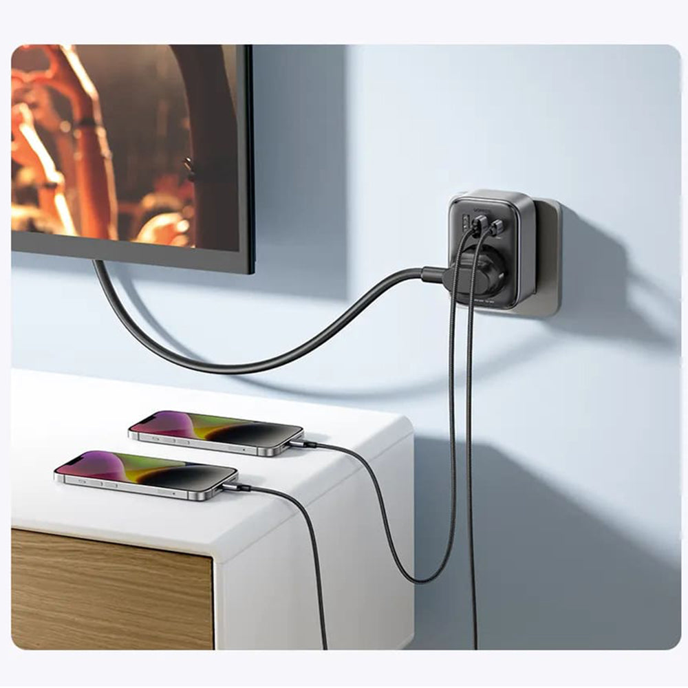 UGREEN 15289 US Network Charger, 30W, 3A, 2 x USB-A - 1 x USB-C - 1 x Schuko, Black