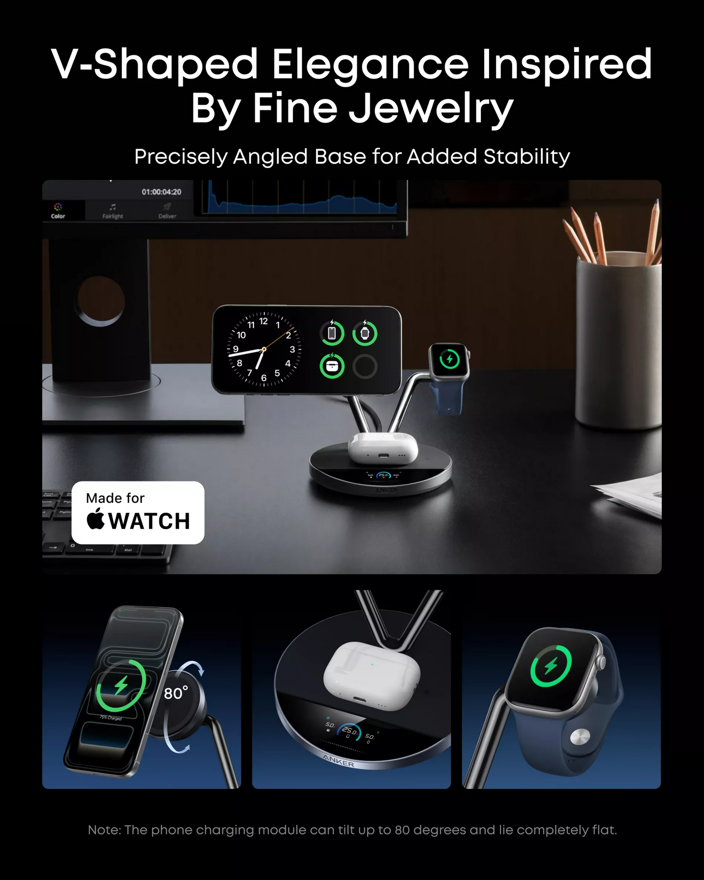 Anker Prime MagGo AirCool 3in1 Wireless Network Charger, 25W, Black B25X7G11