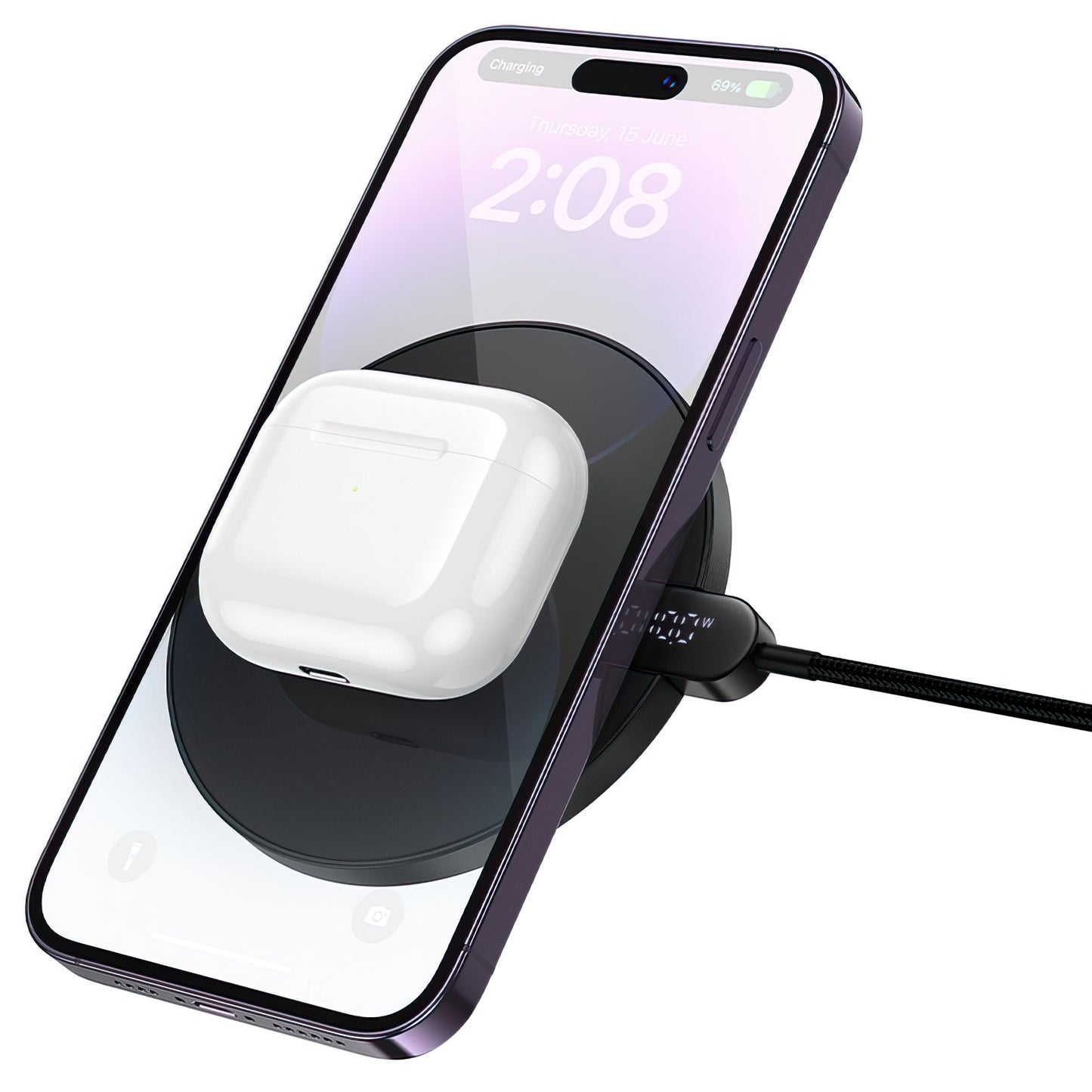 HOCO CW62 Wireless Network Charger, 15W, 1.67A, Black