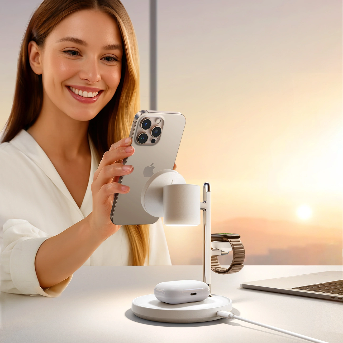 Joyroom JR-W23 3in1 Wireless Network Charger, 15W, 1.67A, White