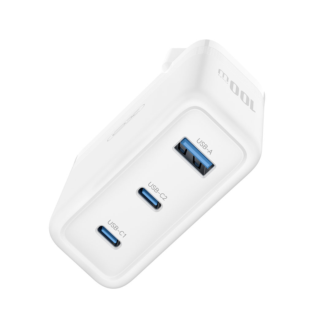 XO Design CE35 Network Charger, 100W, 5A, 1 x USB-A - 2 x USB-C, White