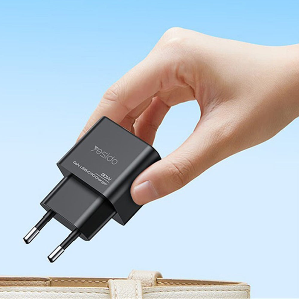 Yesido YC64 Network Charger, 30W, 3A, 1 x USB-A - 1 x USB-C, Black