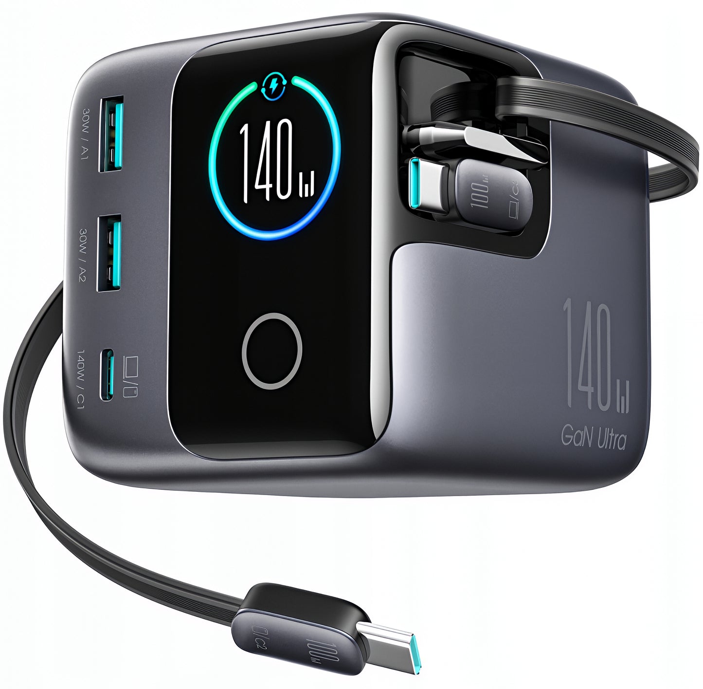 Joyroom Podix JR-TRD01 Charging Station with USB-C Cable, 140W, 1 x USB-C - 2 x USB-A, Gray
