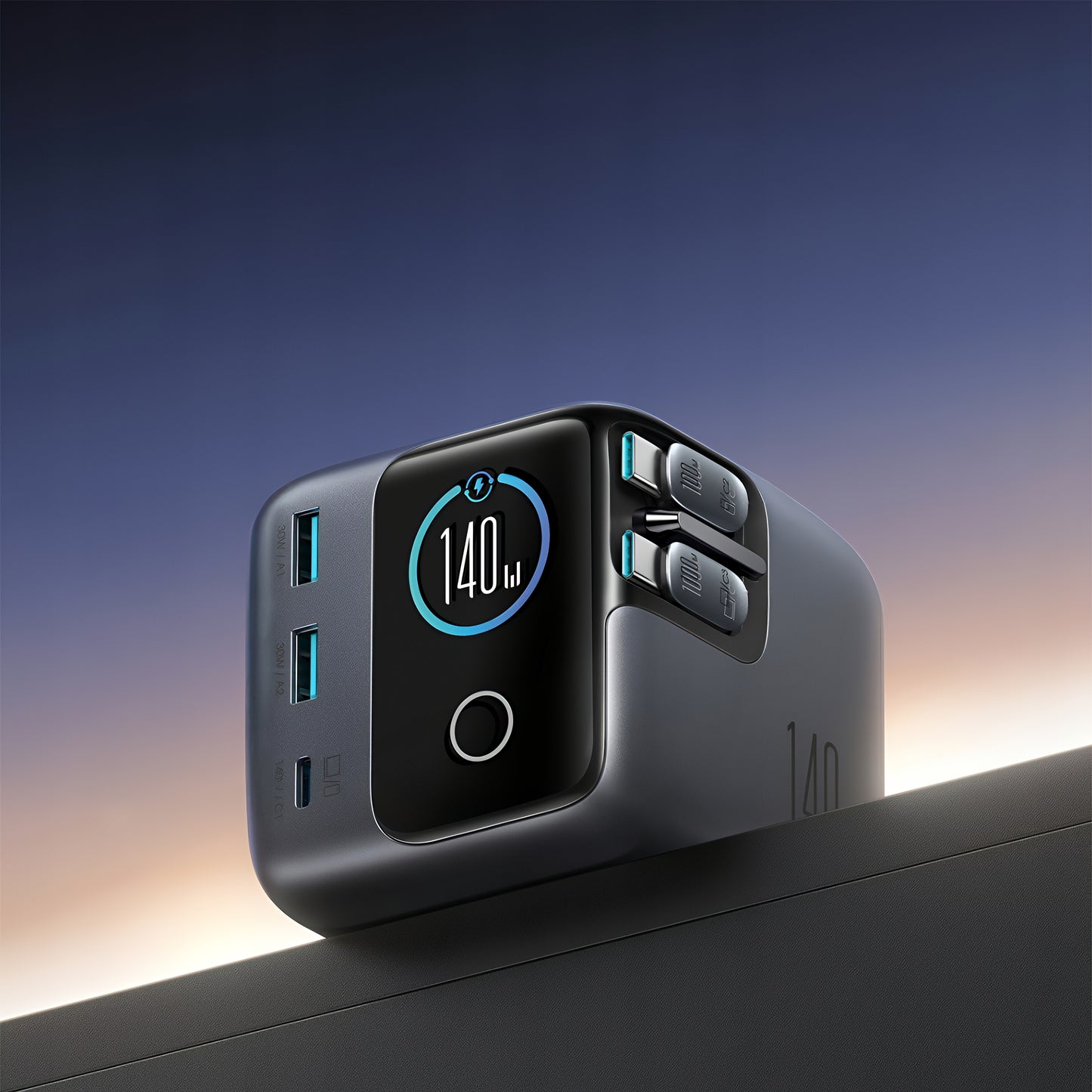 Joyroom Podix JR-TRD01 Charging Station with USB-C Cable, 140W, 1 x USB-C - 2 x USB-A, Gray