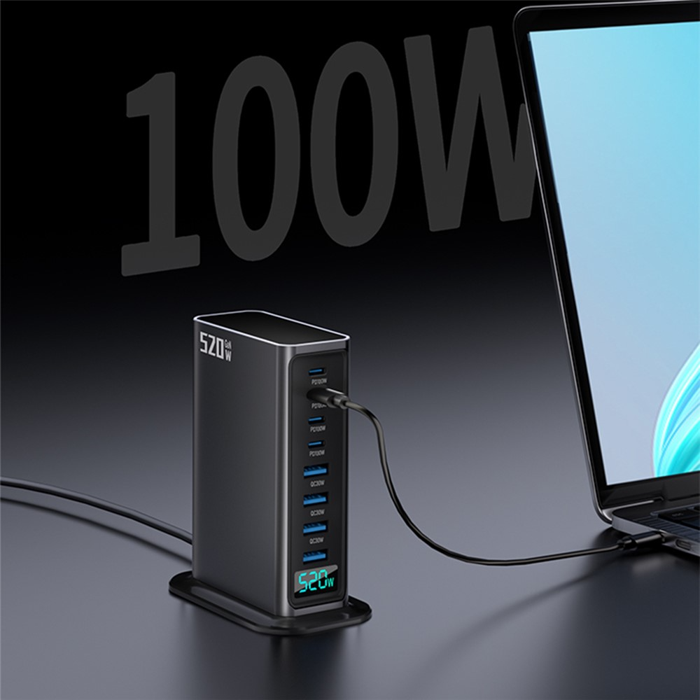 OEM Station Charger, 520W, 5A, 4 x USB-A - 4 x USB-C, Gray