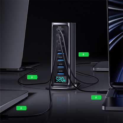 OEM Station Charger, 520W, 5A, 4 x USB-A - 4 x USB-C, Gray