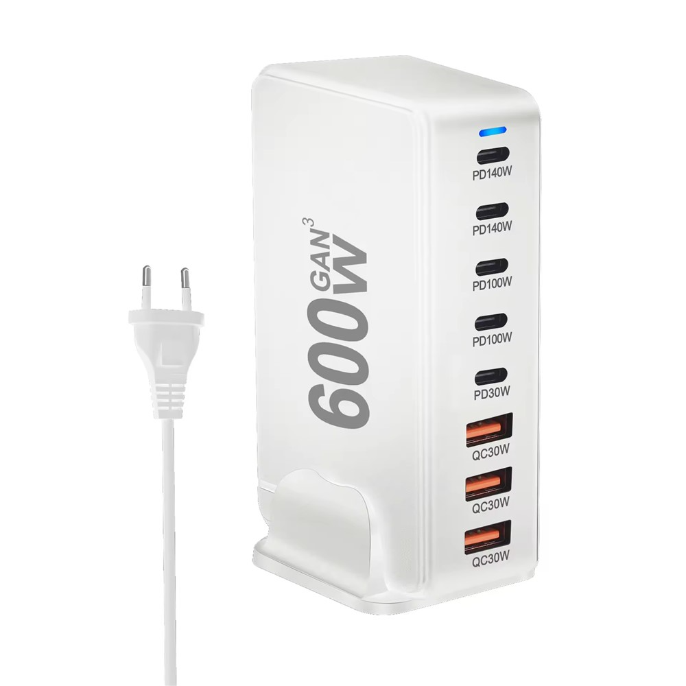 OEM Station Charger, 600W, 4 x USB-A - 4 x USB-C, White