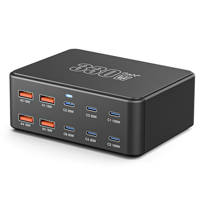 OEM HW66 Station Charger, 330W, 5A, 4 x USB-A - 6 x USB-C, Black