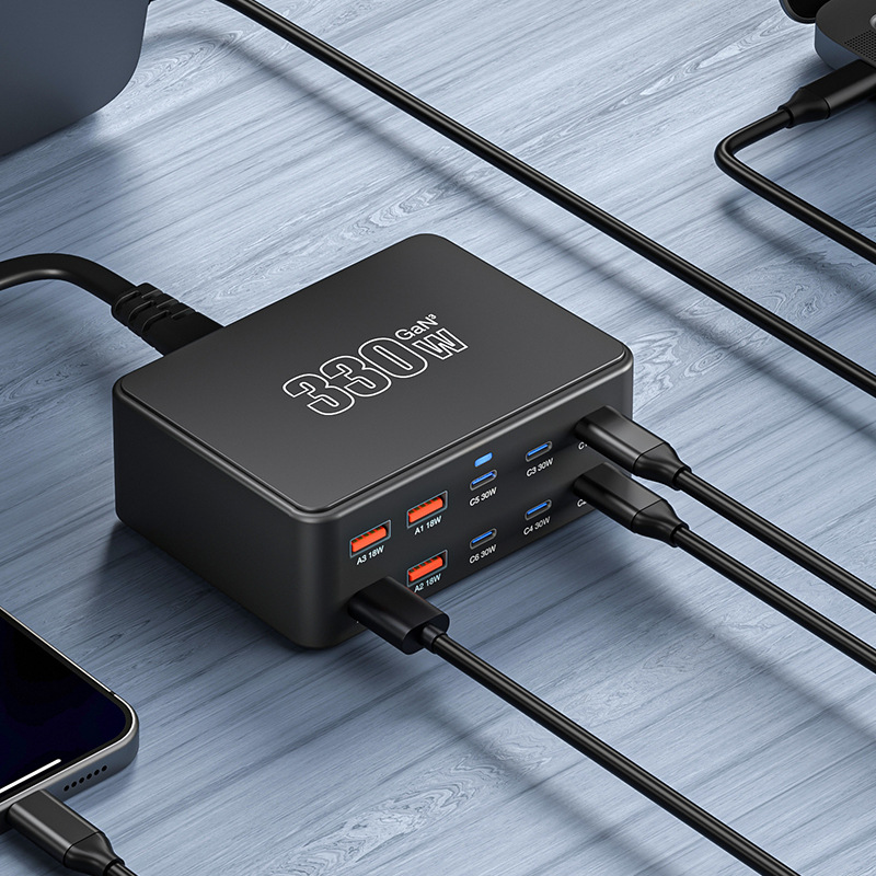 OEM HW66 Station Charger, 330W, 5A, 4 x USB-A - 6 x USB-C, Black