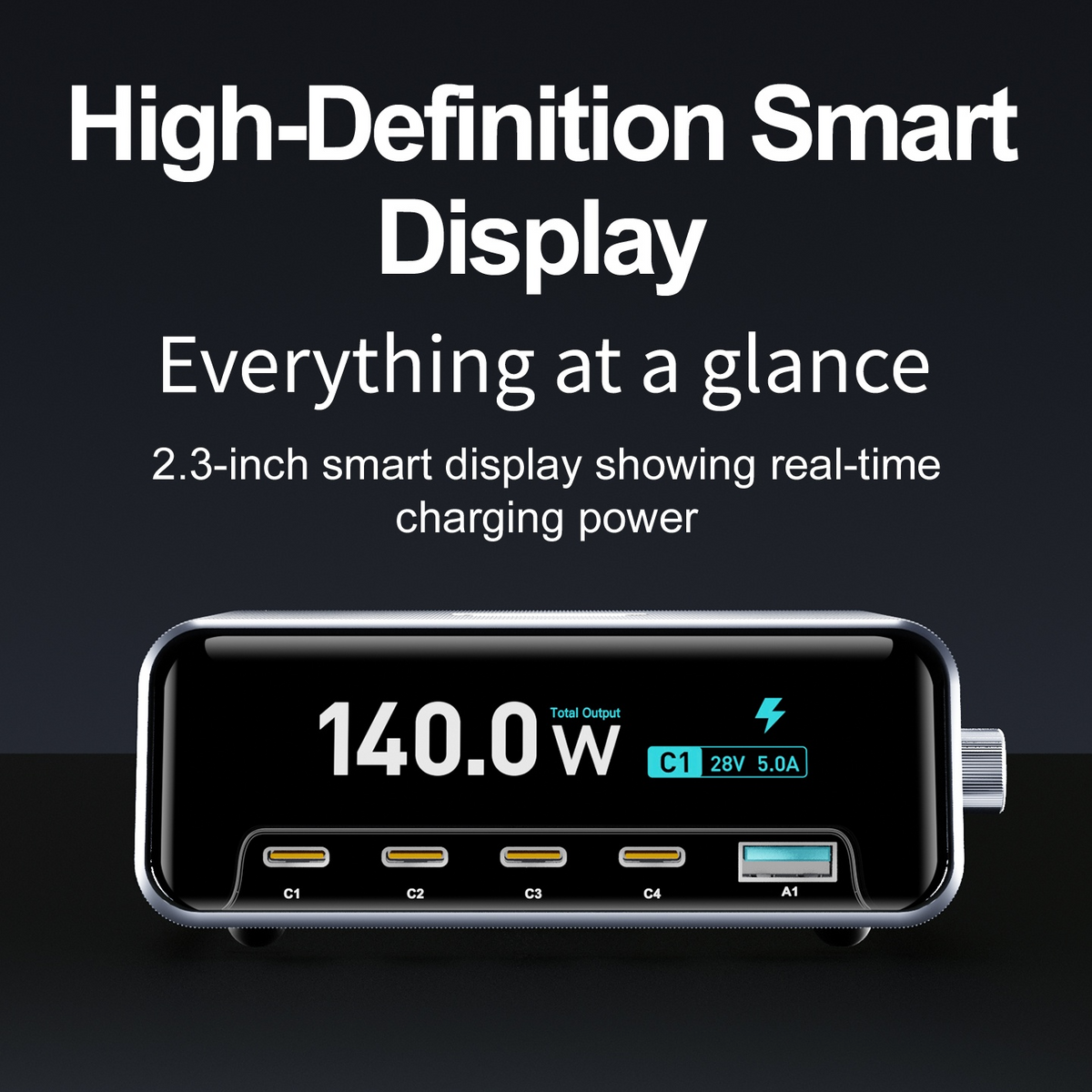 OEM Station Charger WLX-60G, 140W, 5A, 1 x USB-A - 4 x USB-C, Gray
