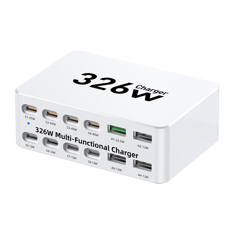 OEM Station Charger WLX-818E, 326W, 3.25A, 4 x USB-A - 8 x USB-C, White