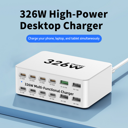 OEM Station Charger WLX-818E, 326W, 3.25A, 4 x USB-A - 8 x USB-C, White