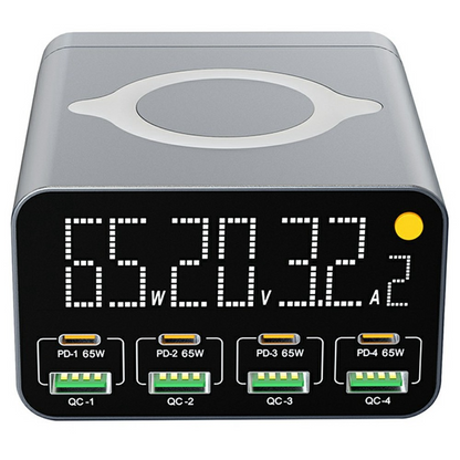 OEM WLX-M3 QI Station Charger, 80W, 4 x USB-A - 4 x USB-C, Gray