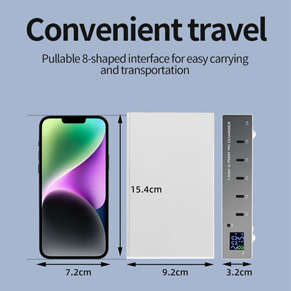 OEM Station Charger WLX-X6P, 140W, 3A, 6 x USB-C, Silver
