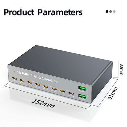OEM Station Charger WLX-X6Y, 140W, 5A, 2 x USB-A - 8 x USB-C, Silver