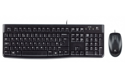 Logitech MK120 Wired USB Keyboard Mouse Kit, Black