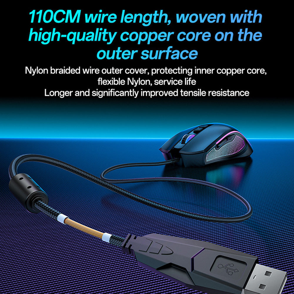 Wired USB Gaming Mouse Yesido KB20, RGB, 1000DPI - 7200DPI, Black