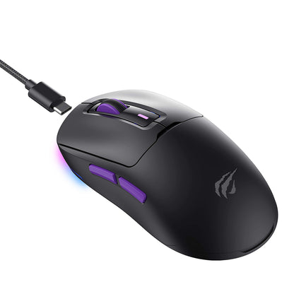 HAVIT MS969WB Wireless Gaming Mouse, RGB, 1000DPI - 16000DPI, BT / Wi-Fi / Wired, Black