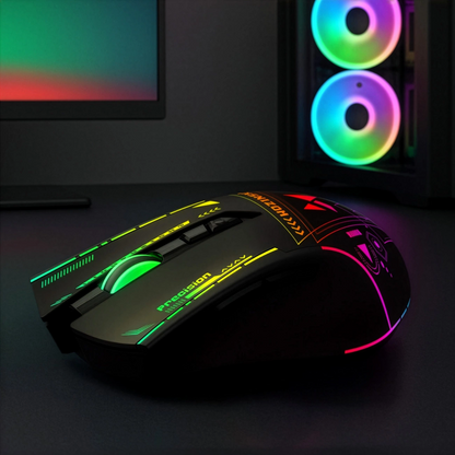 Wireless Gaming Mouse WZK WMGB-3200, 3200DPI, RGB, Black