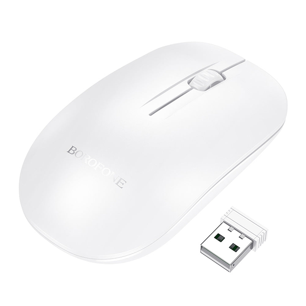 Wireless Mouse Borofone BG14 Planet, 1000DPI, BT / Wi-Fi, White